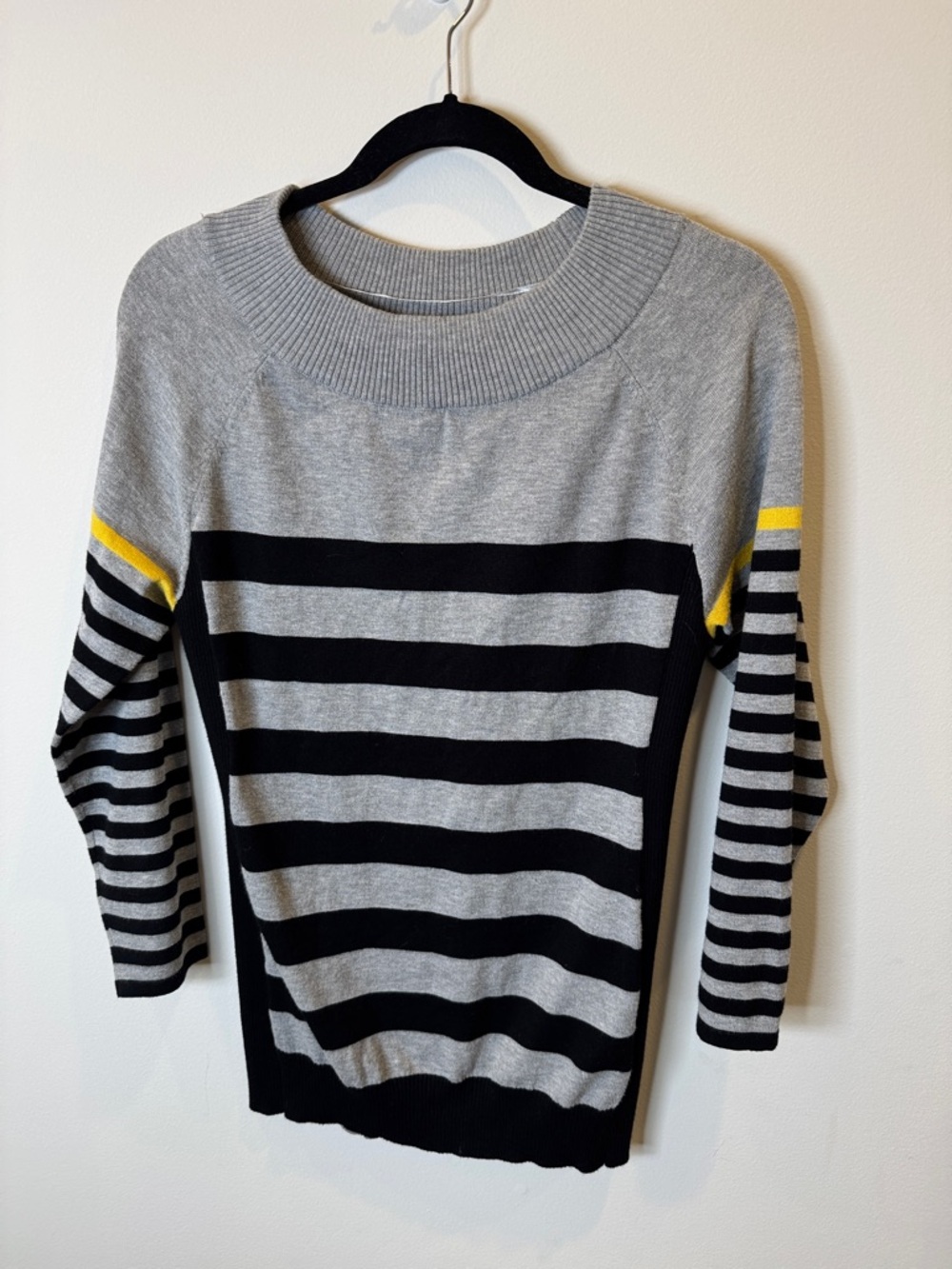 One A Gray, Black & Yellow Striped Women’s Sweater